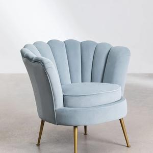 Fauteuil En Velours Morla Bleu 4 1L